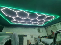 Lampes de garage hexagonales en nid d'abeille KCX à LED, 14 grilles avec bordure colorée, éclairage LED hexagonal pour garage et atelier