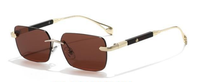 Lunettes de soleil sans monture carrées transparentes en métal, style vintage années 90, logo personnalisé, petit rectangle, durables, de luxe