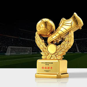 Médailles et trophées professionnels Chine Sports Plaqué or Personnalisé Résine Football Football Trophée <span class=keywords><strong>Prix</strong></span> Avec <span class=keywords><strong>Ballon</strong></span> Pour Champions - Product Image 1