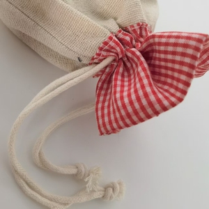 Fashionable <b>Lavender</b> Embroidered Checkered Cotton Gift Drawstring <b>Bag</b> - Product Image 5