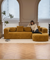 Juego de Sofás en Forma de L, Tejido Ecológico Resistente, Espuma de Alta Densidad, Embalaje al Vacío, para Sala de Estar, Apartamento, Centro Comercial, Hotel, Villa