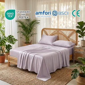 Parure de draps de luxe 4 pièces en fibre de bambou 100 % écologique, respirante et unie, pour la maison et l'hôtellerie - Product Image 1