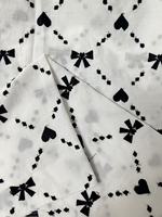 Tissu en coton brodé ajouré à motifs cœurs noirs et blancs, semi-transparent, pour robes, broderie personnalisée, fournisseur en gros