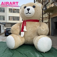 Ours en peluche gonflable géant de 4 m, ours gonflable en tissu doux avec écharpe de Noël, décorations de fêtes
