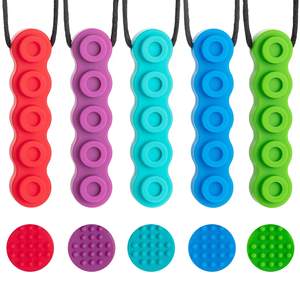 5 Packs Oral Motor Boys and Girls Children Chewelry Colors Food Grade Silicone Sensory <strong>Necklaces</strong> for Sensory Kids - Product Image 2