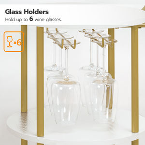 Grosir emas dan putih 3 tingkat troli Bar bergulir menyajikan Bar kayu dan logam troli dapur pada roda dengan pemegang kaca - Product Image 4