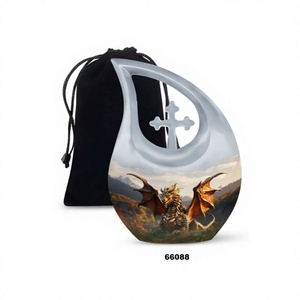 Urna Funeraria Decorativa con Cruz y Dragón para Cenizas Humanas, con Bolsa de Terciopelo Gratis - Product Image 1
