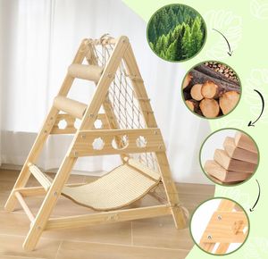 Grand arbre à chat classique avec sisal et bois massif nouvelle <span class=keywords><strong>maison</strong></span> de chat avec filet d'escalade pour grands animaux de compagnie Carton emballé - Product Image 5