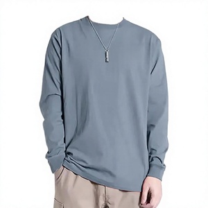 Latest Design Custom <b>Men's</b> O-Neck Long Sleeve Fleece Knitted Breathable T-Shirt Solid Color Pullover Winter Wear Regular Fit - Product Image 5