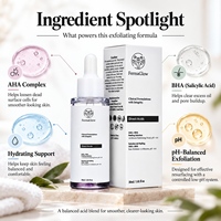 Solution exfoliante directe aux acides AHA BHA fermentés, acide glycolique et salicylique, sérum éclaircissant pour le visage, exfoliant en 10 minutes, affinant les pores