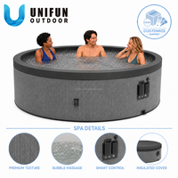 Spa de massage rond portable personnalisé en mousse PE écologique pour 6 personnes, 184x73cm, noir, avec pompe intégrée