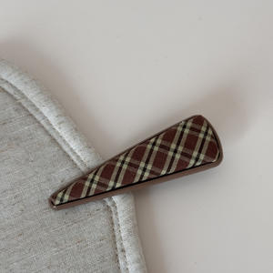 กิ๊บติดผมโลหะลายตารางเรขาคณิตประดับผ้า คลิปหนีบด้านข้าง เครื่องประดับผม - Product Image 3