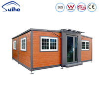 Rumah Kontainer Ekspansi Mewah 20ft 40ft, Rumah Modular Modern dengan Kamar Mandi, Dapur, dan Ruang Tamu Lengkap