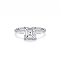 Bague LBR28 en or massif 18 carats avec diamant de laboratoire taille princesse 1,50 carat pour femme, cadeau d'anniversaire de mariage, bijoux fins pour fiançailles