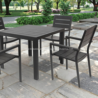 Table de salle à manger extérieure moderne de meubles en métal de cadre d'alu de Joyeleisure avec le dessus de table d'Artwood pour l'usage d'hôtel et de villa de parc de cuisine