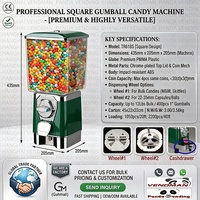 Distributeur automatique de bonbons classique en métal chromé, forme carrée, pour capsules de 22-35 mm, machine à jouets