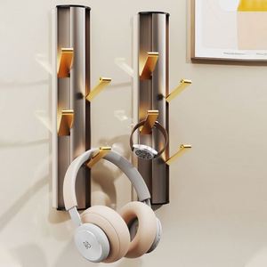 Porte-serviettes mural multifonctionnel pliable avec crochets, porte-clés, porte-manteau, rangement pour cuisine et salle de bain, en aluminium - Product Image 3