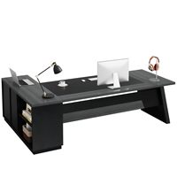 Bureau de direction en forme de L, bureau de bureau moderne de 78 pouces avec tiroirs et armoire latérale, grand bureau avec étagères de rangement