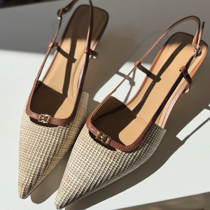 Chaussures pour femmes à talon bas <span class=keywords><strong>en</strong></span> cuir de vachette, style français é<span class=keywords><strong>l</strong></span>égant, à bout pointu et design color block, collection printemps-été - Product Image 5