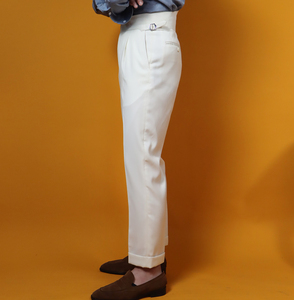 <span class=keywords><strong>Pantalones</strong></span> <span class=keywords><strong>de</strong></span> <span class=keywords><strong>Hombre</strong></span> Estilo Nápoles MTM, Cintura Alta, Corte <span class=keywords><strong>de</strong></span> Cola <span class=keywords><strong>de</strong></span> Pez, Personalizados, Casuales, <span class=keywords><strong>de</strong></span> Lana Blanca, <span class=keywords><strong>con</strong></span> <span class=keywords><strong>Tirantes</strong></span> - Product Image 6