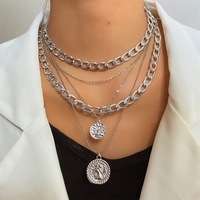 Collier superposé en or pour femme, pendentif classique style romain et grec, ensemble de chaînes mixtes style bohème, vente en gros