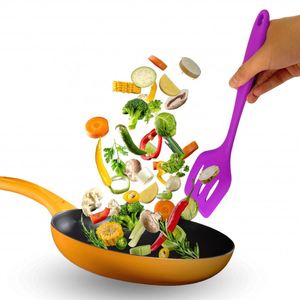 Spatule à fentes en silicone et acier inoxydable avec cœur en nylon antiadhésif pour retourner les crêpes et frire - Product Image 4
