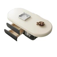 Table basse contemporaine blanche avec étagère de rangement pour salon et maison