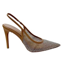 Chaussures à talons hauts marron en cristal pour femme H158-750 ZA 2024, à bout pointu, pour le bureau, à bouche peu profonde, pour l'extérieur, talons d'été pour femme