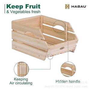 Cestas de Almacenamiento de Madera Habau, Apilables y Transpirables, para Verduras, Frutas, Patatas, Cebollas, Rectangulares, Ecológicas - Product Image 4