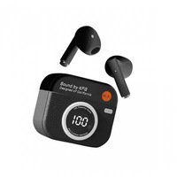 Écouteurs sans fil TWS Q86 en forme d'appareil photo vintage avec affichage numérique LED, Bluetooth 6.0, Stéréo HiFi, Casque audio