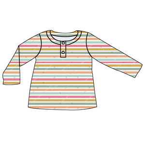 Chemise Henley à manches longues pour bébé garçon de haute qualité, élégante, à rayures personnalisées, boutonnée sur le devant, haut décontracté pour enfants, chemise à patte de boutonnage - Product Image 5