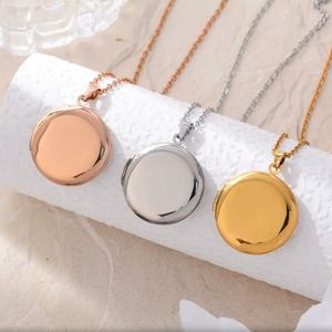 Personalized Custom <b>Photo</b> Name Engraved Couple Opens <b>Locket</b> Stainless Steel Round <b>Photo</b> <b>Locket</b> <b>Necklace</b> - Product Image 3