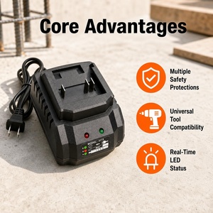 Adaptor Baterai Alat Listrik Lithium Ion DC 21V 1.2A dengan Colokan UK, Bahan ABS, Kabel 1M untuk Bor Tanpa Kabel - Product Image 2