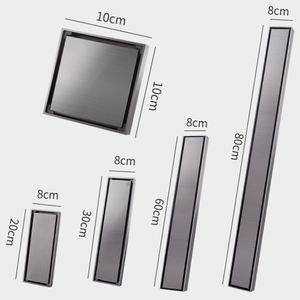 Siphon <span class=keywords><strong>de</strong></span> sol carré moderne en laiton noir <span class=keywords><strong>de</strong></span> 4 pouces, anti-odeur, <span class=keywords><strong>grand</strong></span> format, design invisible pour salles <span class=keywords><strong>de</strong></span> bain résidentielles et hôtelières - Product Image 3