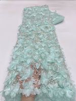 NI.AI Nouvelle Arrivée Tissu en Dentelle Florale 3D Exquise Perlée et Pailletée, Tulle Festonné en Maille pour Robe de Mariée