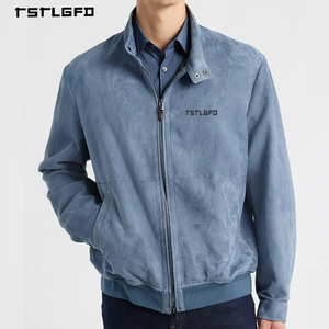 Premium Men's Outerwear Faux <b>Suede</b> <b>Jacket</b> Blue <b>Suede</b> Lined Regular Fit Zip-Up Wholesale <b>Jackets</b> - Product Image 2