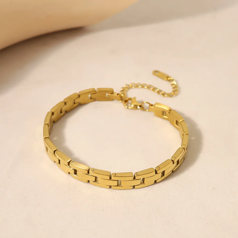 High End simple daily 18K gold titanium steel female bracelet Adjustable Tarnish Free watch band design bracelets women