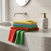 Vente en gros de serviettes en microfibre vertes 25x25cm, serviettes réutilisables absorbantes, serviettes de cuisine pour hôtel, plage