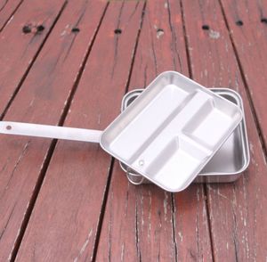 Olla de acero inoxidable 2 en 1 de 800-1000 ml con 3 compartimentos para viajes al aire libre, camping, lonchera y cocina. - Product Image 3