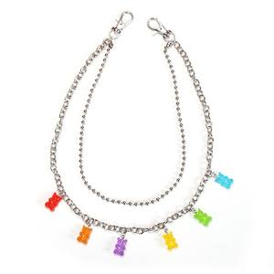 Cadena de cintura de acrílico con diseño de oso gomoso para mujer, cadena de pantalón a la moda, cadena de doble capa de aleación de zinc para uso diario, joyería. - Product Image 5