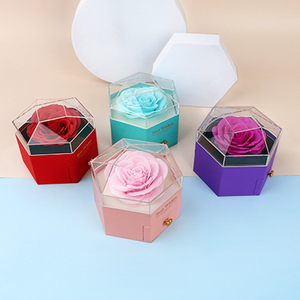 Hexagonal Faceted Acrylic Drawstring Closure Romantic Drawer Flower <strong>Box</strong> Everlasting <strong>Roses</strong> <strong>Jewelry</strong>/Necklace/Ring <strong>Box</strong> Valentine's - Product Image 3