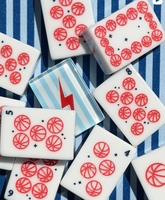 Tuiles de Mahjong Style Sportif – Collection Premium Motif Basketball Bleu Rouge – Jeu de Mahjong Américain pour Passionnés