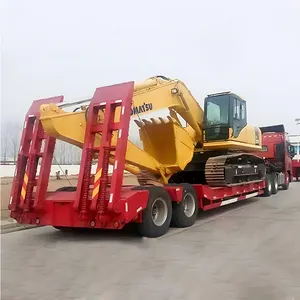 50-60 Ton Desmontable cuello de cisne Lowboy Semi Truck Trailers Precio de fábrica 3 Remolque hidráulico de 4 ejes para la venta