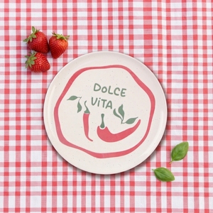Juego de 4 Platos de Cerámica Italianos Dolce Vita, con Lindos Diseños de Comida y Frases, Opción en Melamina, Ideales para Picnic - Product Image 4