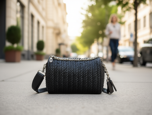 Borsa a Tracolla da Donna con Catena in Microfibra Pelle Sintetica Tinta Unita Chiusura con Zip Per Tutte le Stagioni - Product Image 2