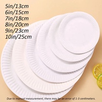 10 pièces de vaisselle jetable écologique biodégradable en blanc uni, assiettes en papier de 5/6/7/8/9/10 pouces, fournitures festives