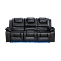Canapé sectionnel inclinable moderne extensible en cuir véritable avec console, design modulaire
