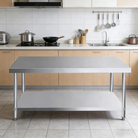 Table de travail en métal robuste, plan de travail de cuisine commerciale, table de travail en acier inoxydable pour boulangerie