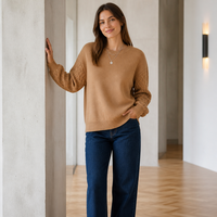 Pull-over en maille unie à col ras du cou pour femme, personnalisé OEM, vente en gros, OEM ODM