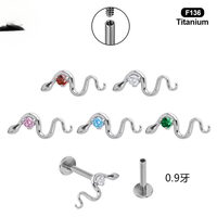 Piercing en Titane G23 ASTM F136 Solide pour Nez et Oreille, Fileté Intérieurement, Forme Serpent, pour Cartilage et Hélix, Bijou pour Femme, ODM